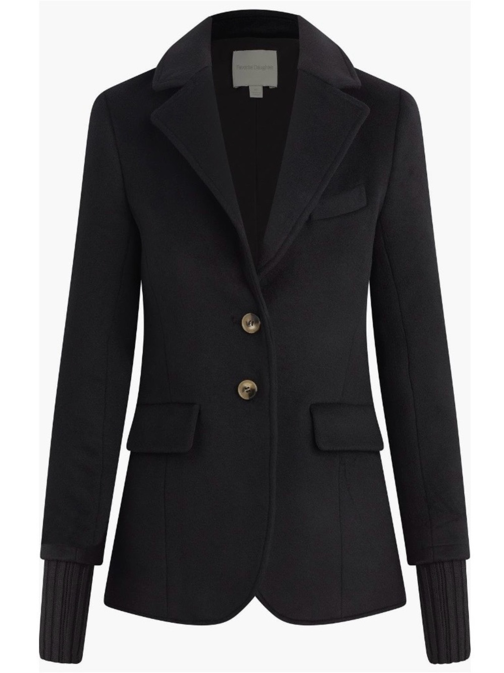 Favorite Daughter Black Tailored Blazer with Ribbed Cuffs